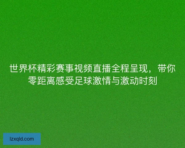世界杯精彩赛事视频直播全程呈现，带你零距离感受足球激情与激动时刻