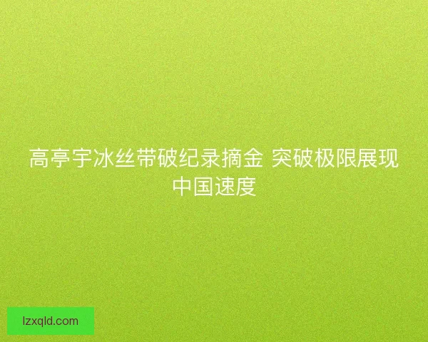 高亭宇冰丝带破纪录摘金 突破极限展现中国速度