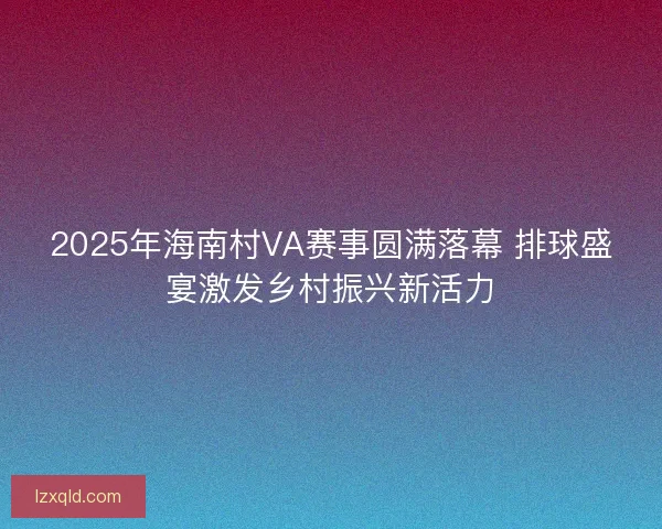 2025年海南村VA赛事圆满落幕 排球盛宴激发乡村振兴新活力